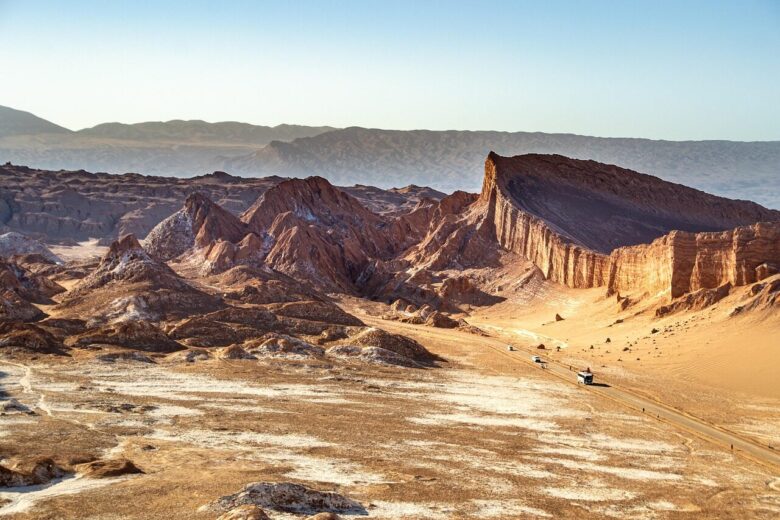desert, dunes, sand, landscape, beach, mountain, nature, arid, dry, atacama, chile, road, view, travel
